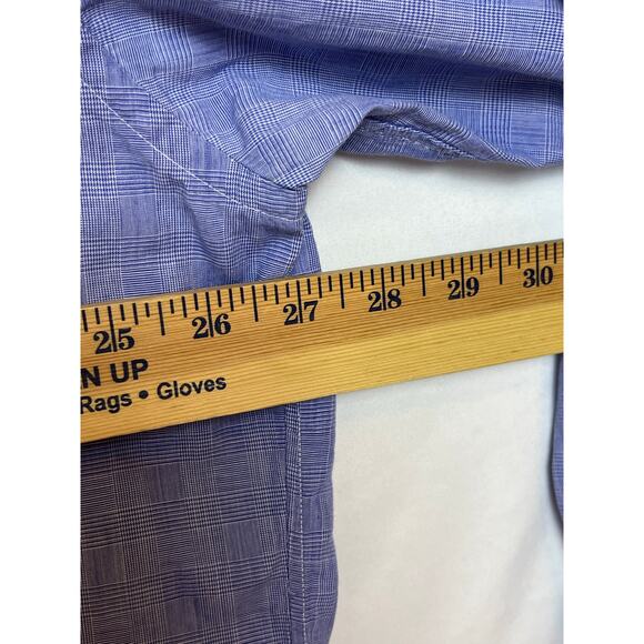 Gitman Bros Mens Size 18-36 Blue Plaid Button Front Long Sleeve Dress Shirt - Picture 5 of 8